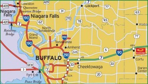 Map Peace Bridge to Lew-Queenstion Bridge