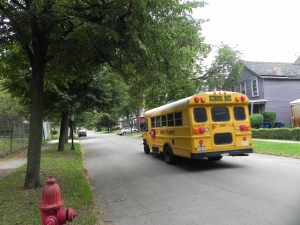 SCHOOL BUS ON COLUMBUS STREET.